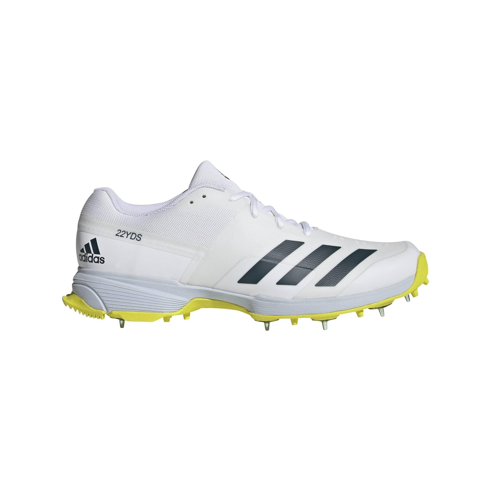 Adidas 22YDS Spike Shoes White Yellow Teal Shoes Cricket Express Adidas Consignment